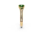 Princess Cut Split Shank Engagement Ring Setting for a Fancy Green Lab-Grown Diamond | Pave Band | Yellow Gold