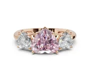 Heart-Shaped Three Stone Engagement Ring Setting for a Fancy Pink Lab-Grown Diamond | Plain Band | Rose Gold