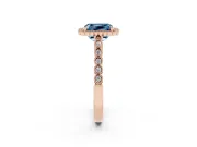 Radiant Cut Milgrain Halo Engagement Ring Setting for a Fancy Blue Lab-Grown Diamond | Beaded Shoulders | Rose Gold