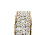 Round Lab-Grown Diamond Wide Pavé Wedding Band | Milgrain Edges | Yellow Gold