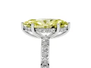 Fancy Yellow Marquise Cut Diamond Pavé Band Ring Set in White gold with Prong-Set Center Stone