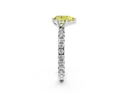 Fancy Yellow Pear Cut Diamond Pavé Solitaire Ring Set in Silver with Round Band and Prong Setting