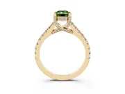 Emerald Cut Hidden Halo Pave Engagement Ring Setting for a Fancy Green Lab-Grown Diamond | Claw Prongs | Yellow Gold