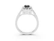 Emerald Cut Floral Halo Engagement Ring Setting for a Black Center | Large Round Accents | Platinum