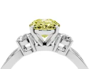 Fancy Yellow Three-Stone Oval Cut Diamond Twist Band Ring Set in White gold with Pavé Accents and Prong Setting
