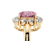 Radiant Cut Cluster Halo Engagement Ring Setting for a Fancy Pink Lab-Grown Diamond | Large Round Accents | Yellow Gold