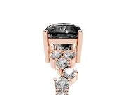 Radiant Cut Scattered Accent Engagement Ring Setting for a Black Center | Slim Band | Rose Gold