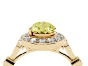 Fancy Yellow Pear Cut Diamond Halo Engagement Ring Set in Yellow gold with Twisted Band and Prong Setting