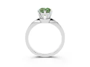 Fancy Green Oval Cut Diamond Solitaire Engagement Ring Set in Silver with Slim Tapered Solitaire Band