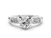 Heart-Shaped Five Stone Engagement Ring Setting | Prong-Set Side Stones | Platinum