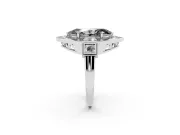 Fancy Black Marquise Cut Diamond Milgrain Halo Ring Set in Silver with Split Shank