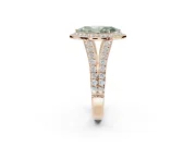 Marquise Halo Pavé Engagement Ring Setting for a Fancy Green Lab-Grown Diamond | Narrow Split Shank | Rose Gold