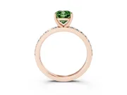 Fancy Green Cushion Cut Diamond Solitaire Set in Rose gold with Round Pavé Band and Prong Setting