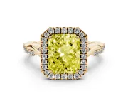 Radiant Cut Twist Halo Engagement Ring Setting for a Fancy Yellow Lab-Grown Diamond | Yellow Gold