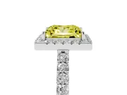 Princess Cut Halo Engagement Ring Setting for a Fancy Yellow Lab-Grown Diamond | Single Row Pavé Band | Sterling Silver