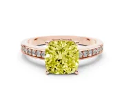 Cushion Cut Pave Solitaire Engagement Ring Setting for a Fancy Yellow Lab-Grown Diamond | Accented Basket | Rose Gold