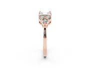Asscher Cut Diamond Solitaire Ring Set in Rose gold with Cluster Accents on Each Side