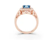 Asscher Cut Halo Engagement Ring Setting for a Fancy Blue Lab-Grown Diamond | Channel-Set Split Shank | Rose Gold