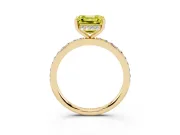 Fancy Yellow Asscher Cut Diamond Pavé Band Ring Set in Yellow gold with Prong-Set Center Stone