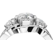 Oval Three Stone Split Shank Engagement Ring Setting | Matching Sides | White Gold