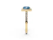 Princess Cut Halo Engagement Ring Setting for a Fancy Blue Lab-Grown Diamond | Single Row Pavé Band | Yellow Gold