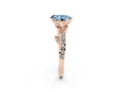 Fancy Blue Pear Cut Diamond Solitaire Leaf-Inspired Ring Set in Rose gold with Pavé Band and Prong Setting