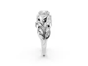 Cushion Cut Leaf Bypass Engagement Ring Setting | Pave Leaf Accents | Sterling Silver