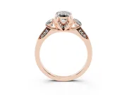 Emerald Cut Hidden Halo Three Stone Engagement Ring Setting for a Fancy Green Lab-Grown Diamond | Rose Gold