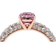 Emerald Cut Multi Row Pave Engagement Ring Setting for a Fancy Pink Lab-Grown Diamond | Rose Gold