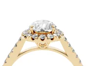 Pear-Shaped Raised Halo Engagement Ring Setting | Pave Band | Yellow Gold