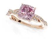 Cushion Cut Twisted Pavé Solitaire Engagement Ring Setting for a Fancy Pink Lab-Grown Diamond | Open Basket | Rose Gold