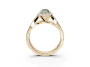 Marquise Halo Pavé Engagement Ring Setting for a Fancy Green Lab-Grown Diamond | Narrow Split Shank | Yellow Gold