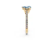 Pear-Shaped Hidden Halo Pave Engagement Ring Setting for a Fancy Blue Lab-Grown Diamond | Claw Prongs | Yellow Gold