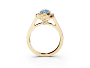 Marquise Rimmed Halo Engagement Ring Setting for a Fancy Blue Lab-Grown Diamond | Yellow Gold