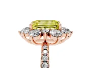 Emerald Cut Star Floral Halo Engagement Ring Setting for a Fancy Yellow Lab-Grown Diamond | Rose Gold