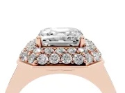Asscher Cut Diamond Halo Engagement Ring Set in Rose gold with Solitaire Band and Prong Setting