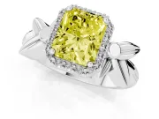 Radiant Cut Floral Halo Engagement Ring Setting for a Fancy Yellow Lab-Grown Diamond | Platinum