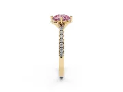 Round Floral Engagement Ring Setting for a Fancy Pink Lab-Grown Diamond | Pavé Band | Yellow Gold