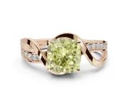 Cushion Cut Bypass Solitaire Engagement Ring Setting for a Fancy Yellow Lab-Grown Diamond | Pavé Strands | Rose Gold