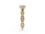 Princess Cut Vintage Engagement Ring Setting for a Fancy Green Lab-Grown Diamond | Graduated Stations | Yellow Gold