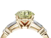 Round Tapered Baguette Engagement Ring Setting for a Fancy Yellow Lab-Grown Diamond | Yellow Gold