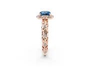 Cushion Cut Leaf Halo Engagement Ring Setting for a Fancy Blue Lab-Grown Diamond | Bezel Accents | Rose Gold