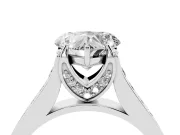 Heart-Shaped Graduated Pavé Solitaire Engagement Ring Setting | Wide Pavé Row Band | White Gold