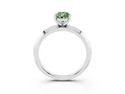 Fancy Green Pear Cut Diamond Solitaire Engagement Ring Set in White gold with Flat Band and Prong Setting