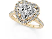 Heart-Shaped Halo Engagement Ring Setting | Tapered Band | Yellow Gold