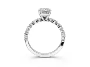 Radiant Cut Pavé Solitaire Engagement Ring Setting | Alternating Accents | White Gold