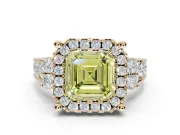 Asscher Cut Halo Engagement Ring Setting for a Fancy Yellow Lab-Grown Diamond | Graduated Channel Band | Yellow Gold