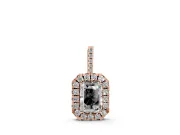 Emerald Cut Lab-Grown Diamond Halo Pendant Necklace | Graduated Pavé Bail | Rose Gold