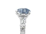 Round Tapered Baguette Engagement Ring Setting for a Fancy Blue Lab-Grown Diamond | White Gold