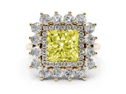 Princess Cut Floral Double Halo Engagement Ring Setting for a Fancy Yellow Lab-Grown Diamond | Plain Band | Yellow Gold